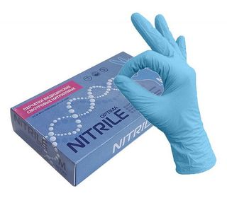 Изображение товара «Перчатки нитрил L ГОЛУБЫЕ Nitrile optima текстур неопуд  н/стер пара. N50»