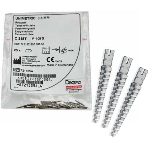 Штифты титан внутриканальные 0.8 мм Юниметрик №C215Т/208L (желтые) шт N25