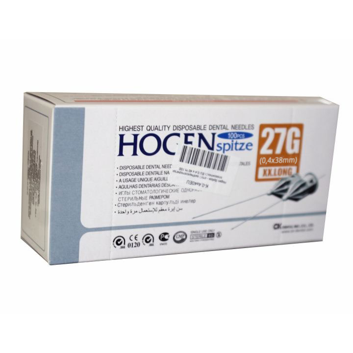 Иглы карпульные 0.4х38мм HOGEN Spitze (Корея) 27G стом уп. N100