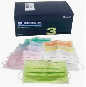 Маска 3-х слойная, на рез. защита III (лайм) Euronda  шт. N50