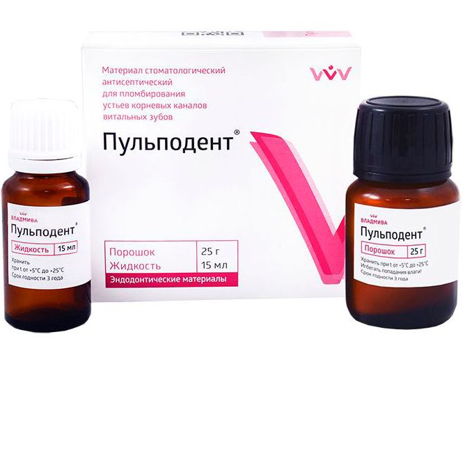 Пульподент материал антисепт д/пломбир-я устьев корневых каналов 25г/15мл шт.N1