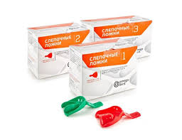 Ложка слепочная пластиковая №2 верхняя+нижняя (5 пар) красные шт. N1